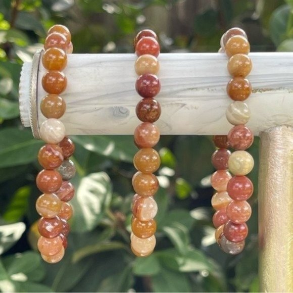 8mm Petrified Wood Stretch Bead Bracelet - Picture 4 of 4